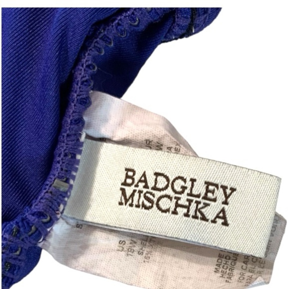 BADGLEY MISCHKA Mío Plunge Midnight Blue Shirred Waist 1 pc Swim Sz 18 - Picture 11 of 13